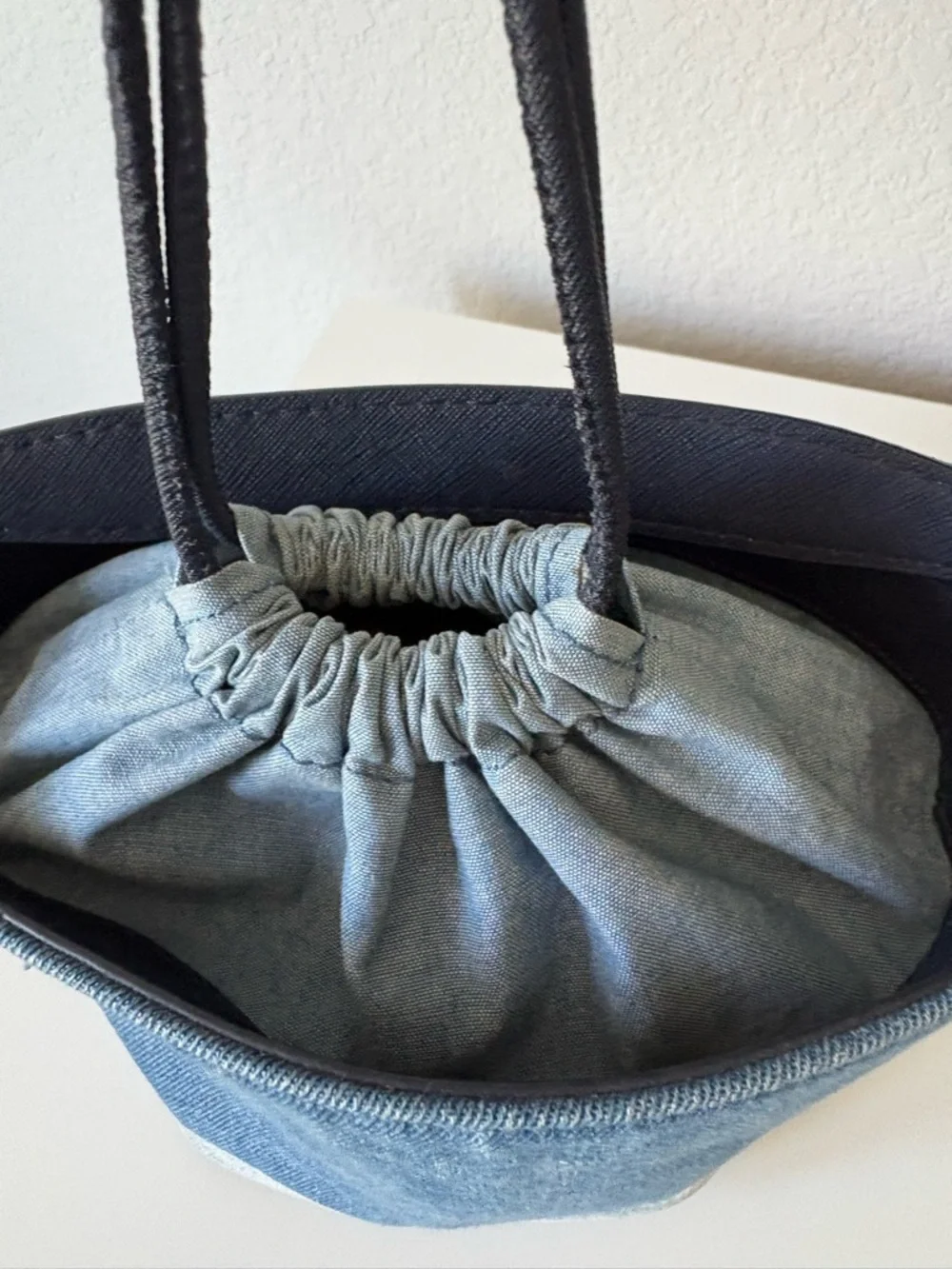 kate spade California dream in puppy Denim Palm Embroidered Crossbody Bucket Bag - Picture 6 of 11